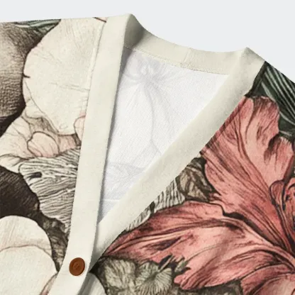 Tokyo-Tiger Skulls And Blooms Ugly Cardigan Sweater