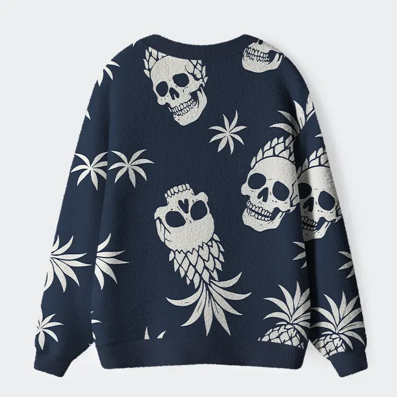 Tokyo-Tiger Pineapple Skull Ugly Cardigan Sweater