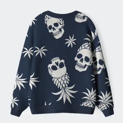 Tokyo-Tiger Pineapple Skull Ugly Cardigan Sweater