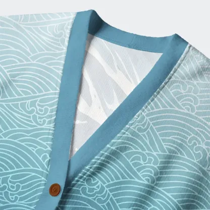 Tokyo-Tiger The Great Wave Off Fuji Ugly Cardigan Sweater