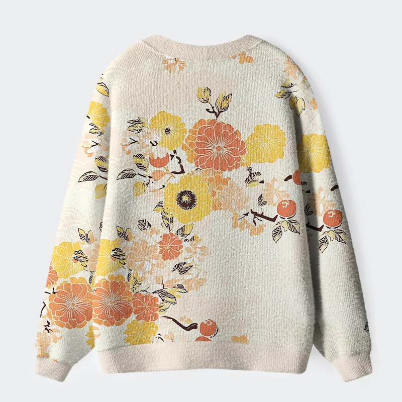 Tokyo-Tiger Fruitful Flower Ugly Cardigan Sweater