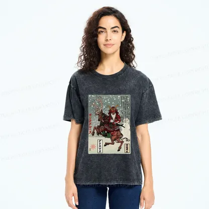 Tokyo-Tiger Ukiyo-e Santa Claus Washed T-Shirt