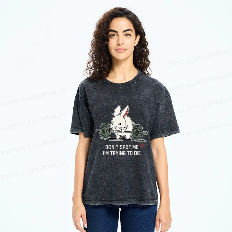 Tokyo-Tiger Determined Rabbit Gym Washed T-Shirt
