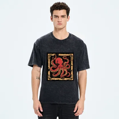 Tokyo-Tiger Retro Octopus Washed T-Shirt