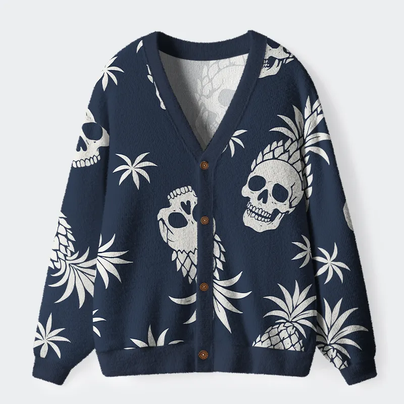 Tokyo-Tiger Pineapple Skull Ugly Cardigan Sweater
