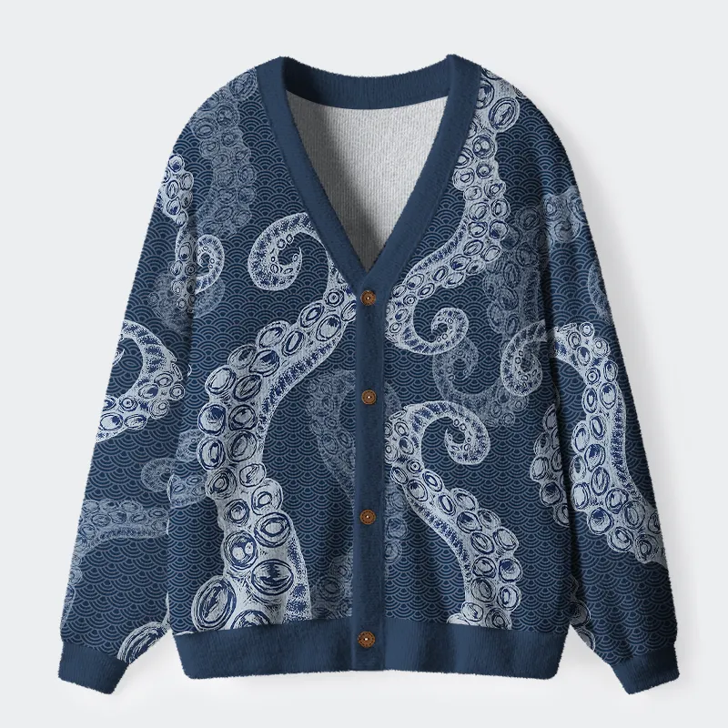Tokyo-Tiger Octopus Tentacles Japanese Ugly Cardigan Sweater