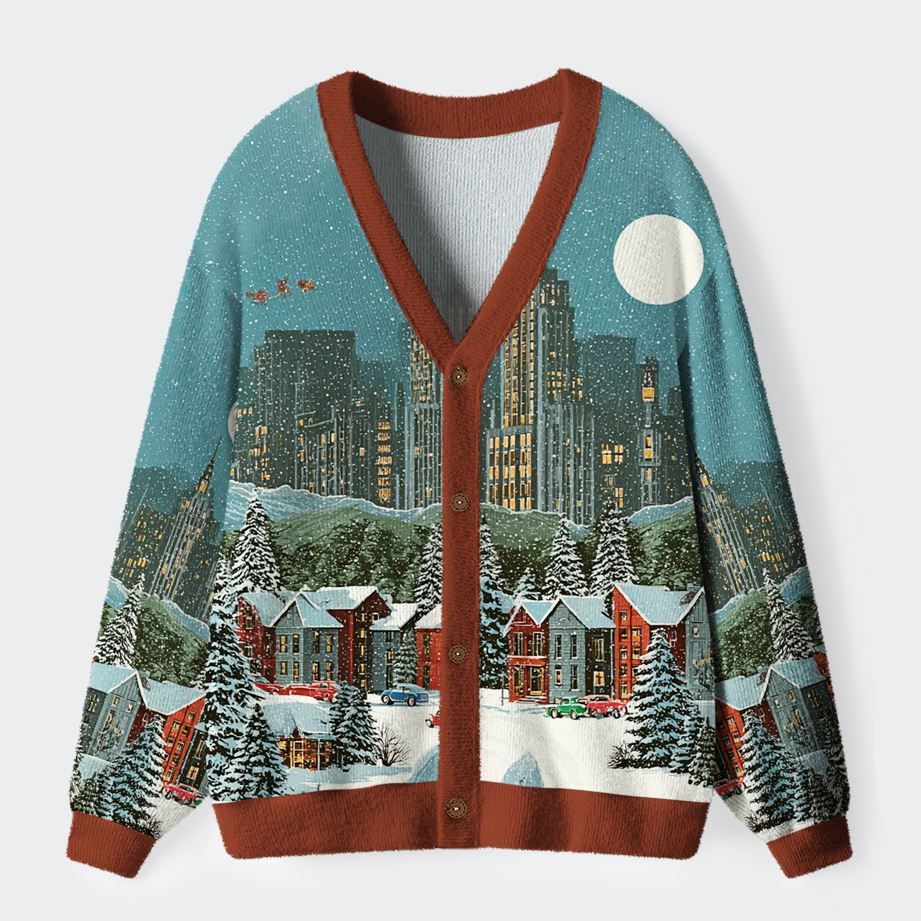 Tokyo-Tiger Meowy Christmas Wonderland Ugly Cardigan Sweater