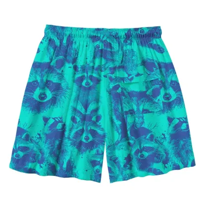 Tokyo-Tiger Playful Raccoon Frenzy Aloha Mens Swim Trunks