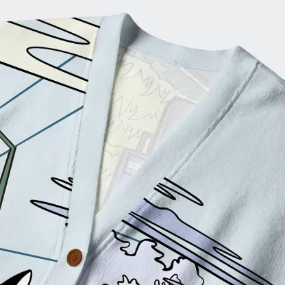 Tokyo-Tiger Black Cat On The Train Ugly Cardigan Sweater