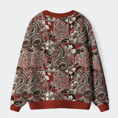 Tokyo-Tiger Japanese Retro Dragon Ugly Cardigan Sweater