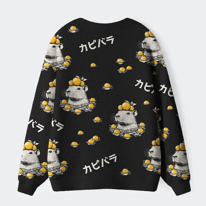 Tokyo-Tiger Cute Capybara And Lemon Ugly Cardigan Sweater