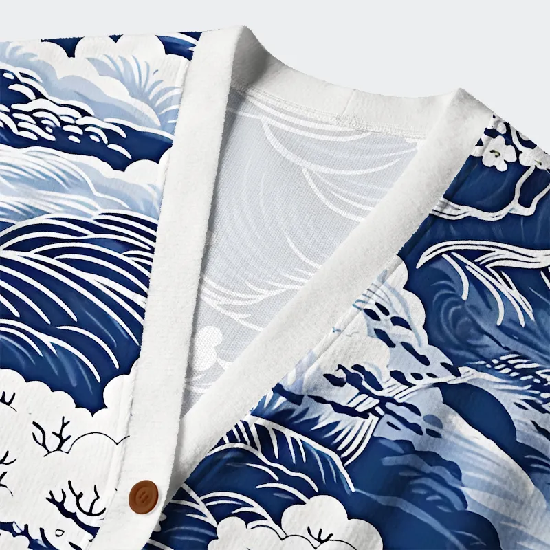 Tokyo-Tiger Traditional Japan Scenery Ugly Cardigan Sweater