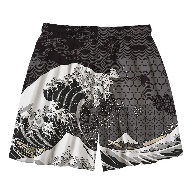 Tokyo-Tiger Great Wave Off Fuji Aloha Mens Swim Trunks