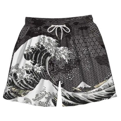 Tokyo-Tiger Great Wave Off Fuji Aloha Mens Swim Trunks