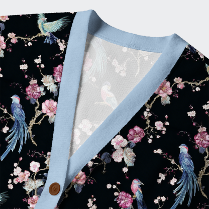 Tokyo-Tiger Birds and Blooms Ugly Cardigan Sweater