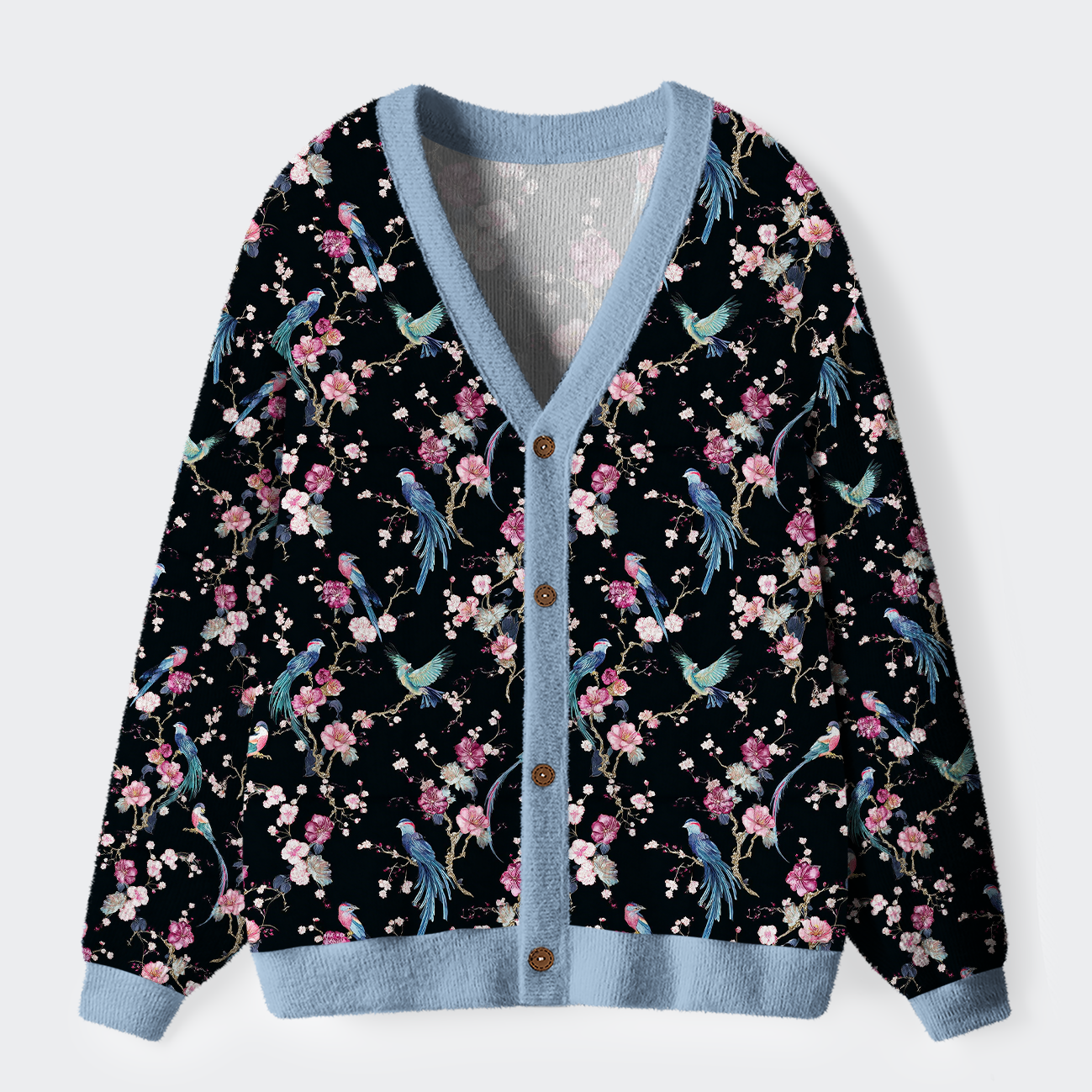 Tokyo-Tiger Birds and Blooms Ugly Cardigan Sweater