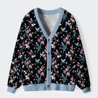 Tokyo-Tiger Birds and Blooms Ugly Cardigan Sweater