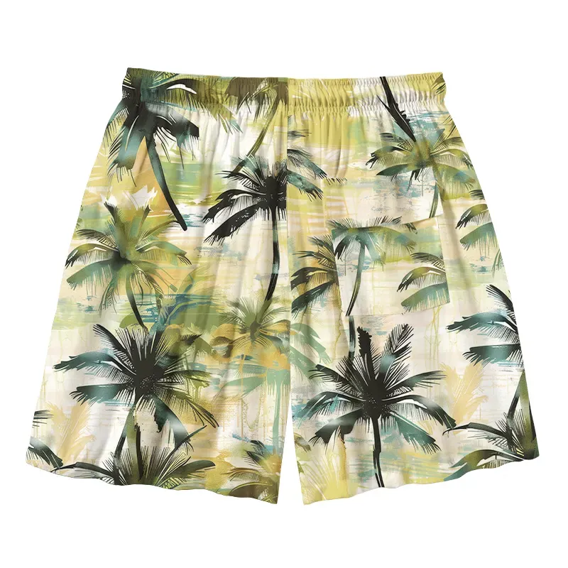 Tokyo-Tiger Palm Tree Print Aloha Mens Swim Trunks