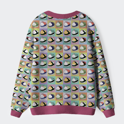 Tokyo-Tiger Cute Bunny Sushi Ugly Cardigan Sweater