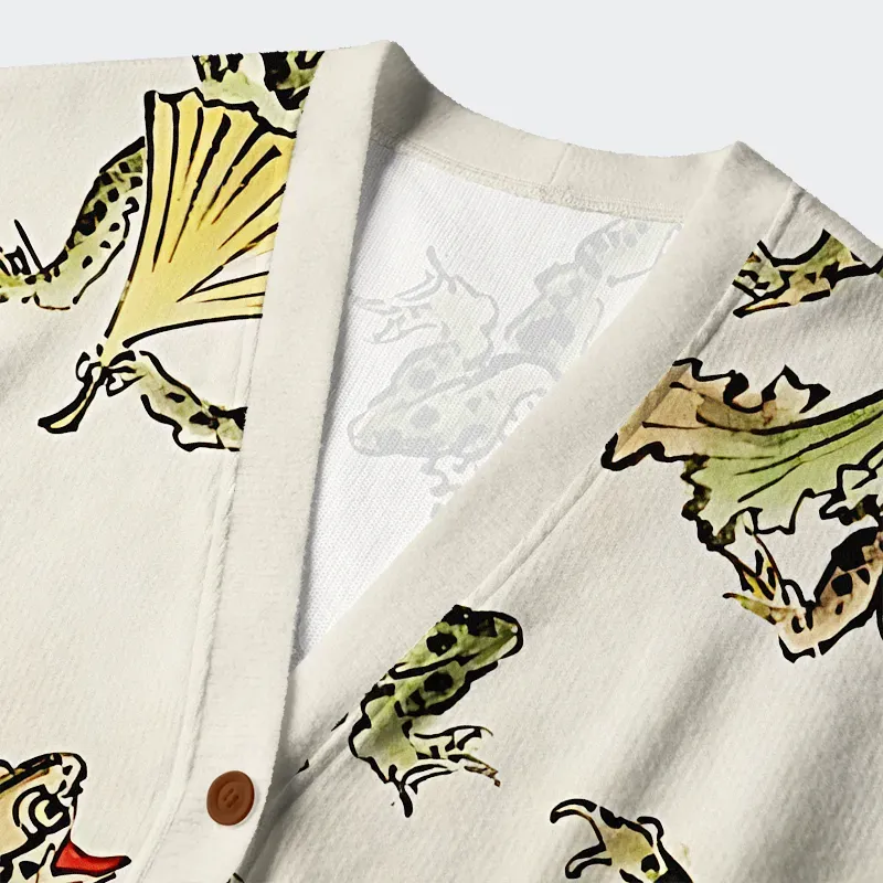 Tokyo-Tiger Frog Dance Ugly Cardigan Sweater