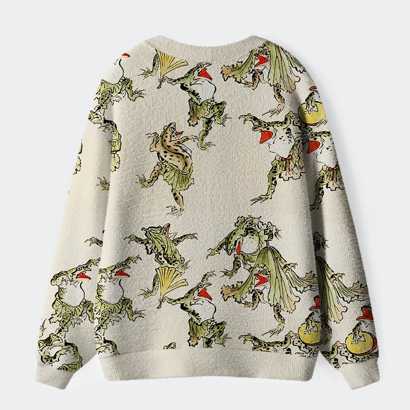 Tokyo-Tiger Frog Dance Ugly Cardigan Sweater