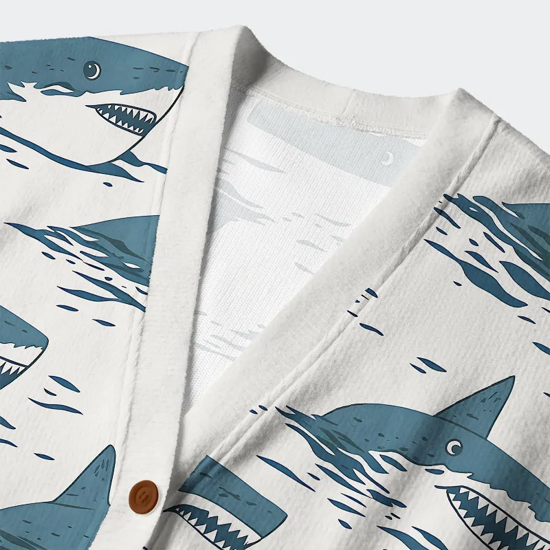 Tokyo-Tiger Sea Shark Ugly Cardigan Sweater