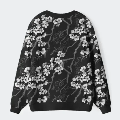 Tokyo-Tiger Sakura With Branches Ugly Cardigan Sweater