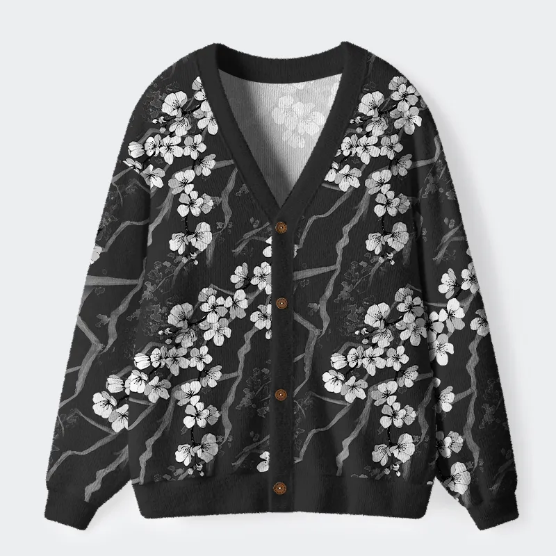 Tokyo-Tiger Sakura With Branches Ugly Cardigan Sweater