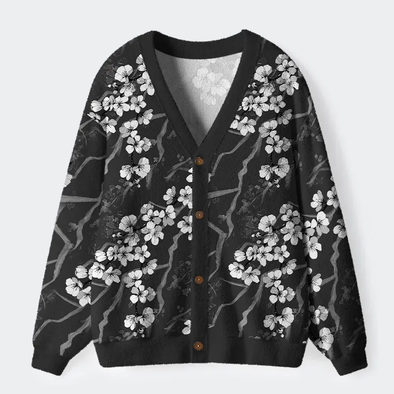 Tokyo-Tiger Sakura With Branches Ugly Cardigan Sweater