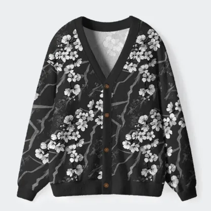 Tokyo-Tiger Sakura With Branches Ugly Cardigan Sweater