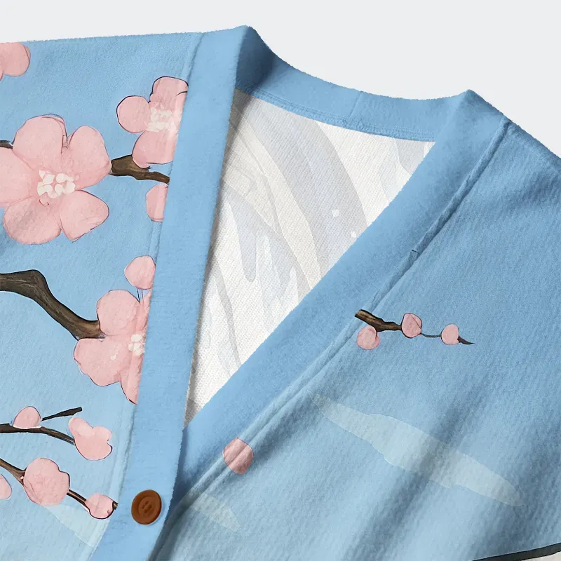 Tokyo-Tiger Waves Under Mount Fuji Ugly Cardigan Sweater