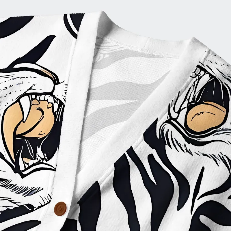 Tokyo-Tiger Roaring Tiger Ugly Cardigan Sweater