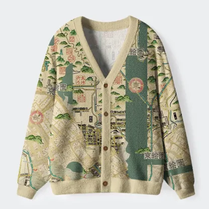 Tokyo-Tiger Exploring Kyoto Ugly Cardigan Sweater
