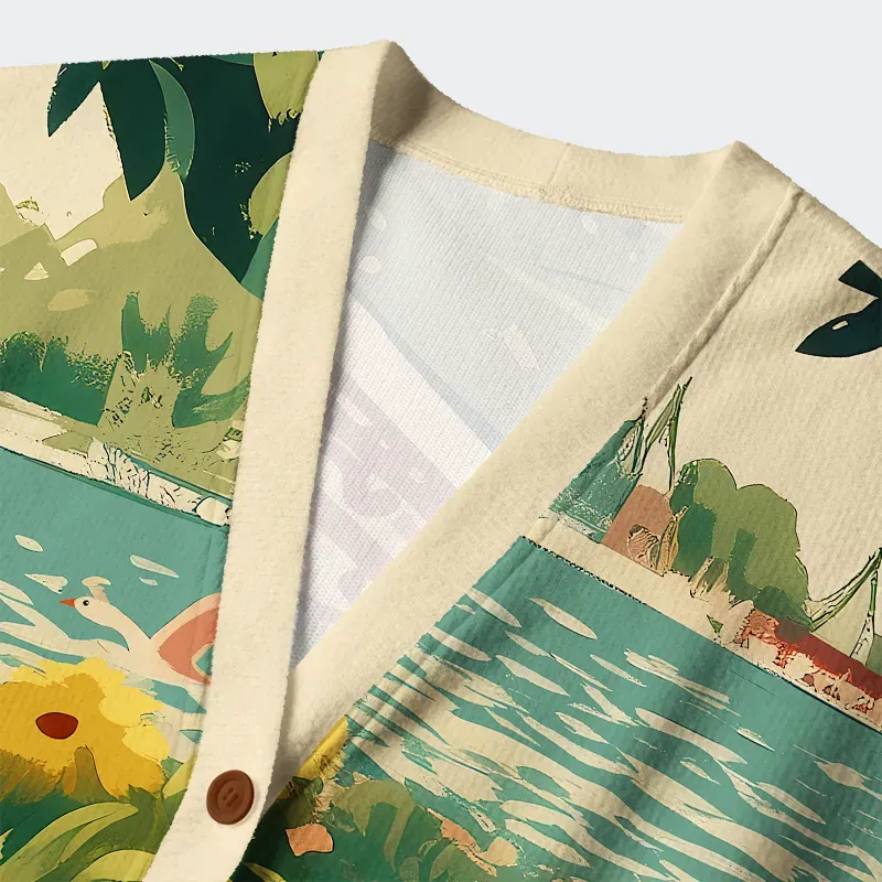 Tokyo-Tiger Naughty Duck Eat Ramen Ugly Cardigan Sweater