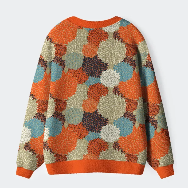 Tokyo-Tiger Autumn Flower Symphony Ugly Cardigan Sweater