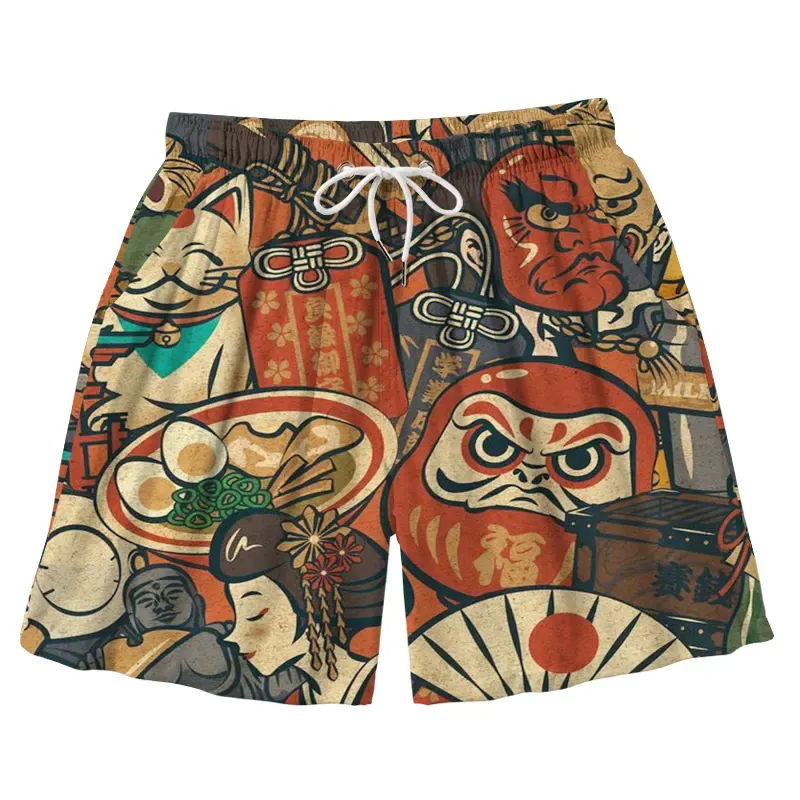 Tokyo-Tiger Japanese Traditional Elements Aloha Mens Swim Trunks Sale