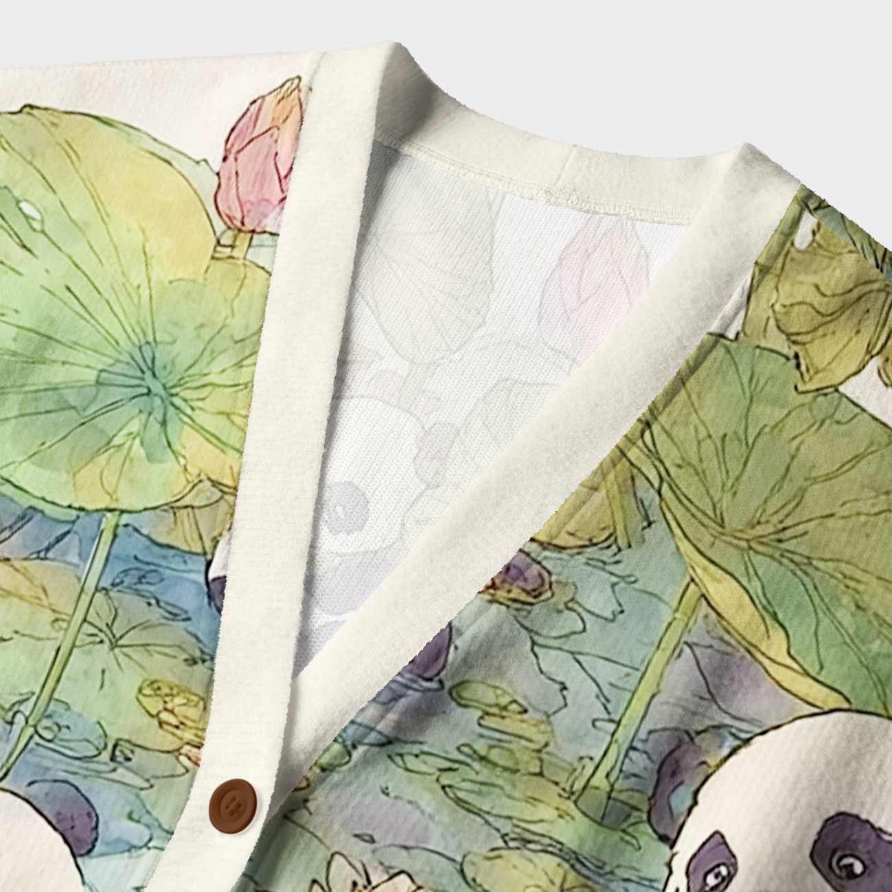 Tokyo-Tiger Panda Lotus Garden Ugly Cardigan Sweater