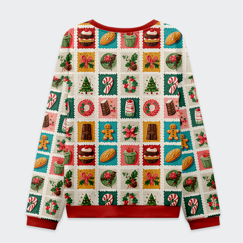 Tokyo-Tiger Festive Treats Patchwork Christmas Ugly Sweatshirt