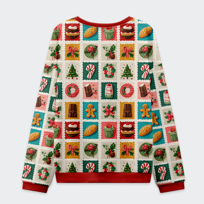 Tokyo-Tiger Festive Treats Patchwork Christmas Ugly Sweatshirt