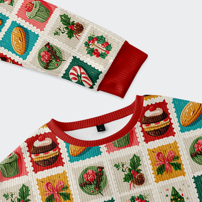 Tokyo-Tiger Festive Treats Patchwork Christmas Ugly Sweatshirt