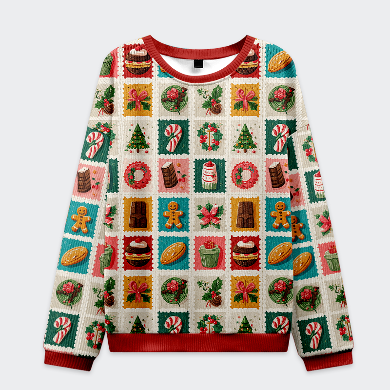 Tokyo-Tiger Festive Treats Patchwork Christmas Ugly Sweatshirt