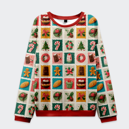 Tokyo-Tiger Festive Treats Patchwork Christmas Ugly Sweatshirt