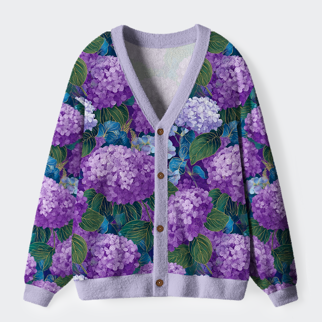 Tokyo-Tiger Ukiyo Hydrangea Dreams Ugly Cardigan Sweater