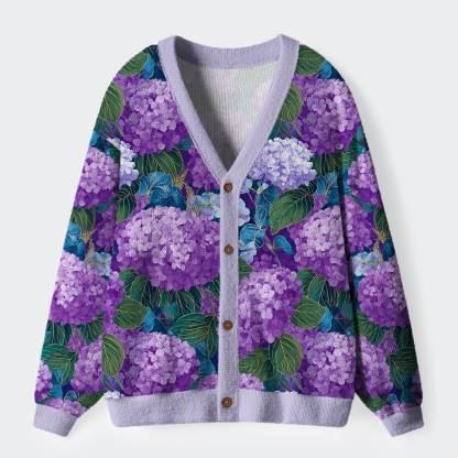 Tokyo-Tiger Ukiyo Hydrangea Dreams Ugly Cardigan Sweater