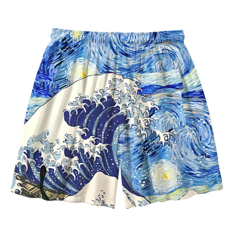 Tokyo-Tiger Waves Under The Starry Night Aloha Mens Swim Trunks