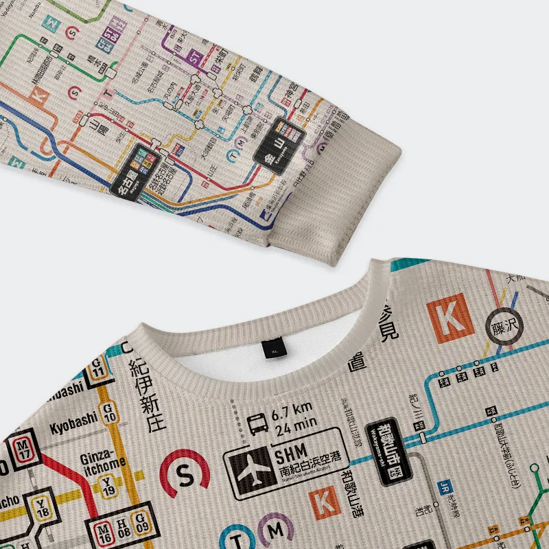 Tokyo-Tiger Tokyo Subway Map Christmas Ugly Sweatshirt