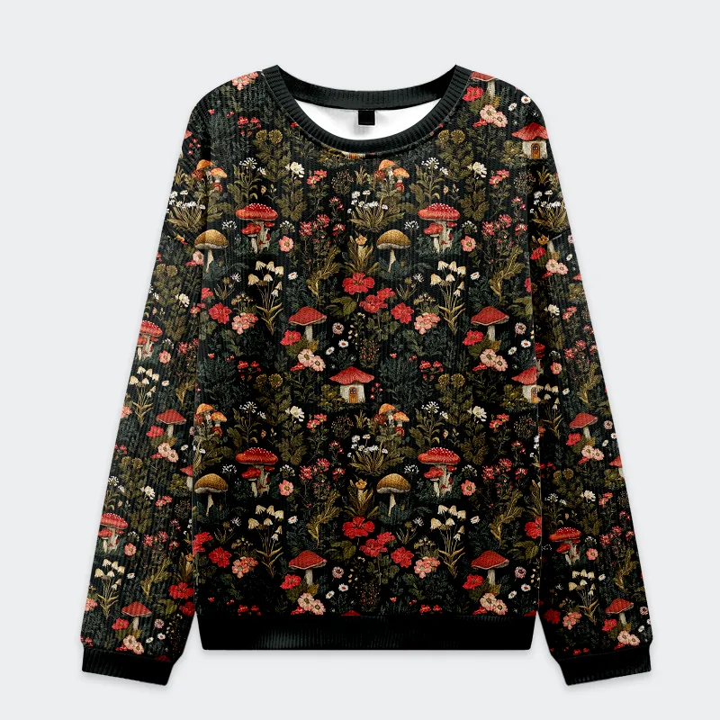 Tokyo-Tiger Enchanted Forest Mushroom Christmas Ugly Sweatshirt