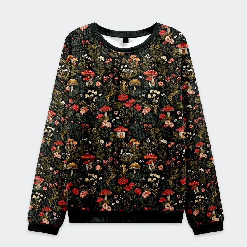 Tokyo-Tiger Enchanted Forest Mushroom Christmas Ugly Sweatshirt
