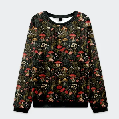 Tokyo-Tiger Enchanted Forest Mushroom Christmas Ugly Sweatshirt