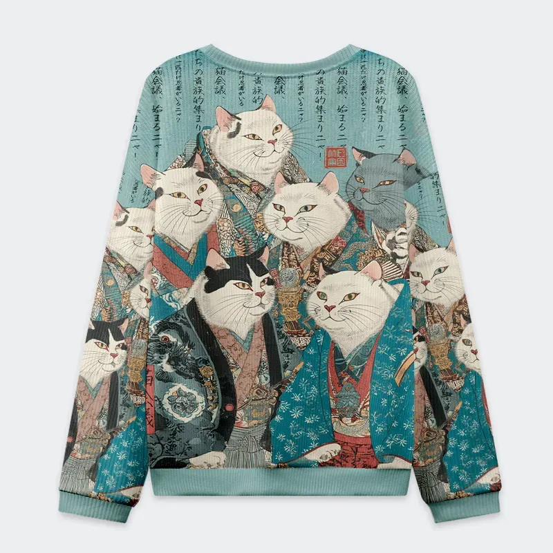 Tokyo-Tiger Formal Gathering of Ukiyo-e Cat Nobles Christmas Ugly Sweatshirt